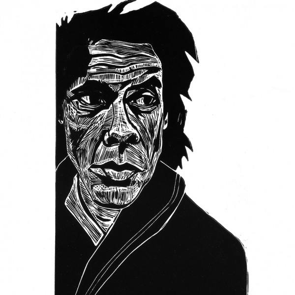 “Chuchotements” (hommage à Nick Cave) - Linogravure - Format 12 x 19 cm – Tirage limité à 10 exemplaires, numérotés, signés - Estampe -