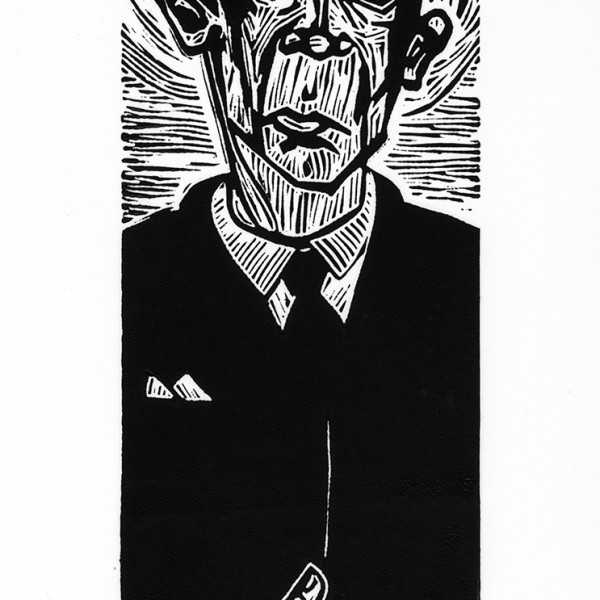 “L’illuminé” - Linogravure - Format 8,5 x 24,5 cm – Tirage limité à 5 exemplaires, numérotés, signés
