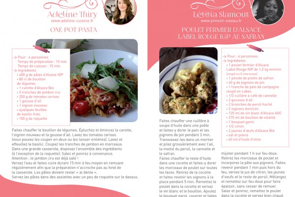 Livret de recettes par 9 blogueuses alsaciennes pour Alsace Qualité. Conception et mise en page nathyi - Ici, double-page intérieure