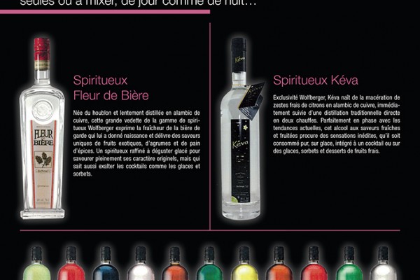Fiche verso pour les eaux-de-vie et liqueurs de chez Wolfberger