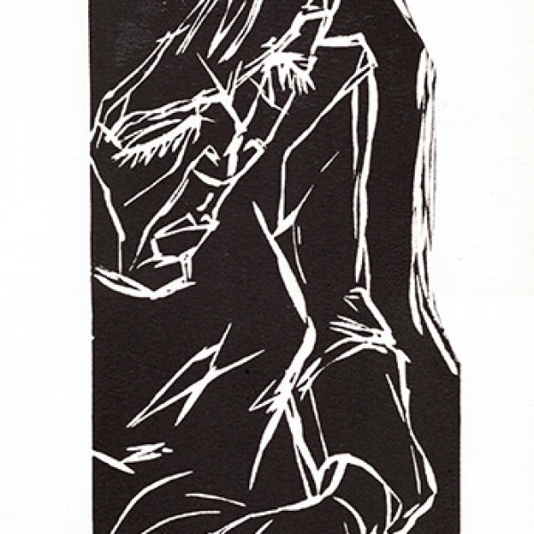 “Douleur (dans l'impossibilité de réfléchir)” - Linogravure - Format 9,5 x 30 cm – Tirage : 10 exemplaires - Estampe -