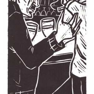 “Écoute petit !…” - Linogravure - Format 8,5 x 14 cm – Tirage : 20 exemplaires - Estampe -