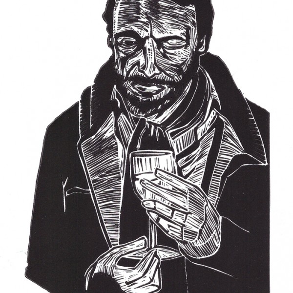 “En un clin d’œil” - Linogravure - Format 12 x 17 cm – Tirage limité à 10 exemplaires, numérotés, signés - Estampe -