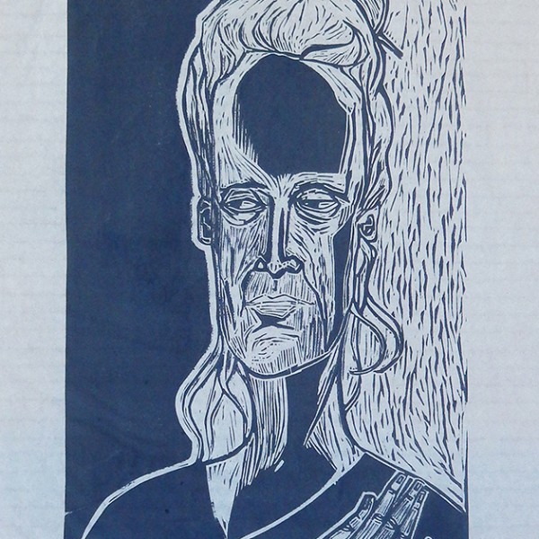 “Femme au chignon” - Linogravure – E.A. - Format 24,5 x 42 cm - Estampe -