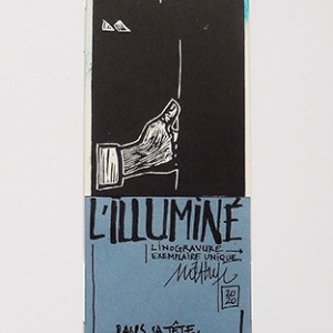 “L’illuminé” – Linogravure monotypée sur papier : 22 x 62 cm / Format lino : 9 x 24,5 cm / Exemplaire unique - Estampe -
