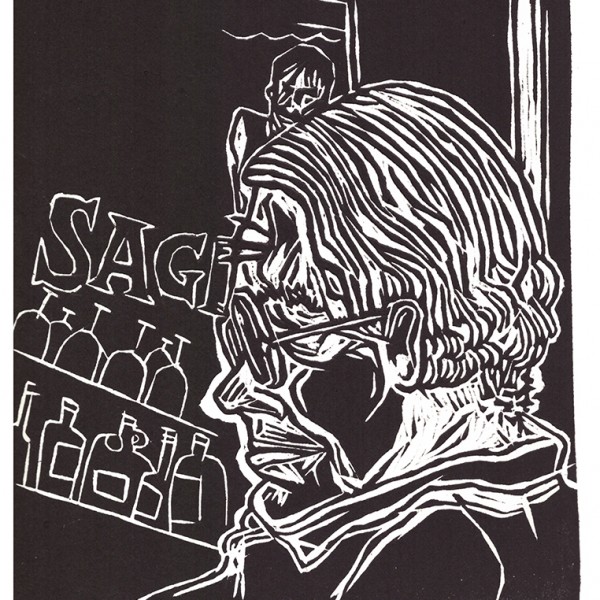 “Lisbonne : Sagres !” - Linogravure - Format 21 x 26 cm - Estampe -