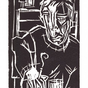 “Planche à découper 2#” – E.A. -Gravure sur bois - Format 10 x 21 cm - Estampe -