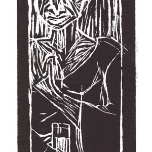 “Planche à découper 4#” – E.A. -Gravure sur bois - Format 10 x 21 cm - Estampe -