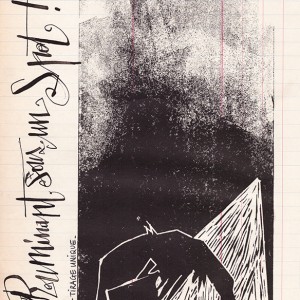 “Ruminant sous un spot !” - Gravure monotypée avec titre manuscrit à la plume et encre de chine - Estampe -