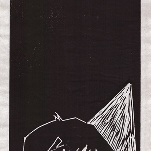 “Ruminant sous un spot !” - Linogravure - Format 12 x 30 cm - Estampe -