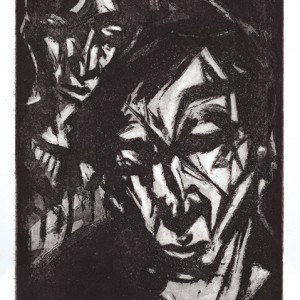 “Sous la lampe” – E.A.- Gravure au sucre + aquatinte - Format 16,5 x 33 cm - Estampe -