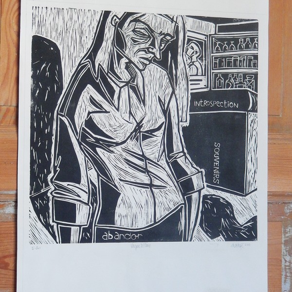 “Vague à l’âme” – Linogravure Format 42 x 42 cm - Estampe -