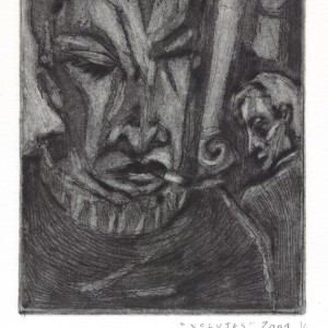 “Volutes” – 1/1 - Gravure, aquatinte + pointe sèche Format 10 x 12,5 cm - Estampe -