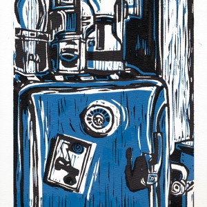 “Cuisine N°1” - Linogravure en bichromie - Estampe -