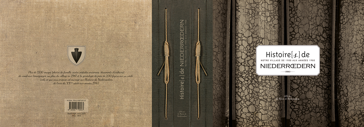 Livre “Histoire[s] de Niederroedern”. COUVERTURE OUVERTE. Graphisme nathyi