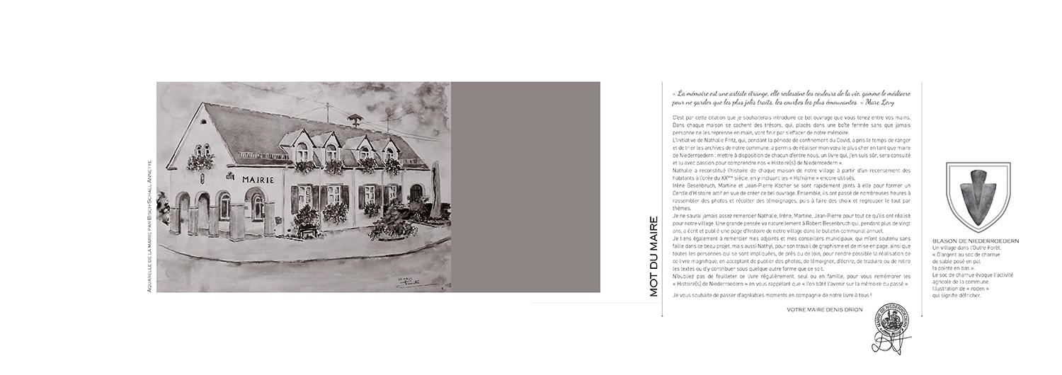 Livre “Histoire[s] de Niederroedern”. MOT DU MAIRE. Graphisme nathyi